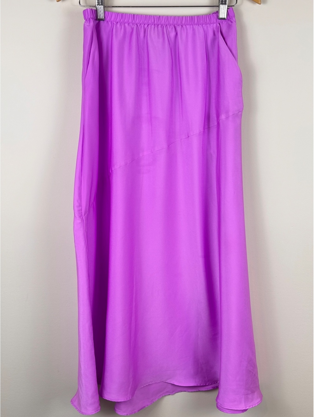 A New Day Purple Satin A-Line Maxi Slip Skirt Size Small Elastic Waist